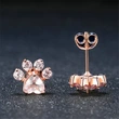 Taobao source hot selling creative cat paw print rose quartz zircon earrings rose gold plated earring accessories