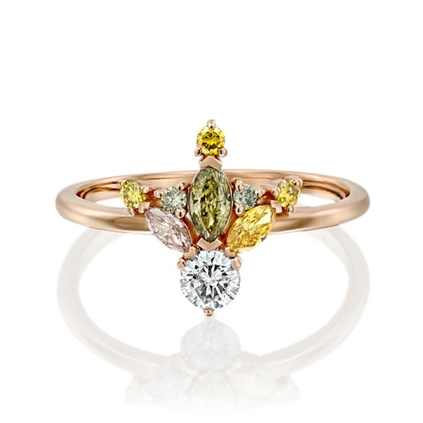 New wholesale women's gradient multi-color zircon ring creative green forest series clothing accessories