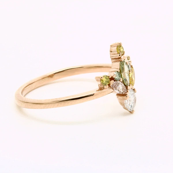 New wholesale women's gradient multi-color zircon ring creative green forest series clothing accessories