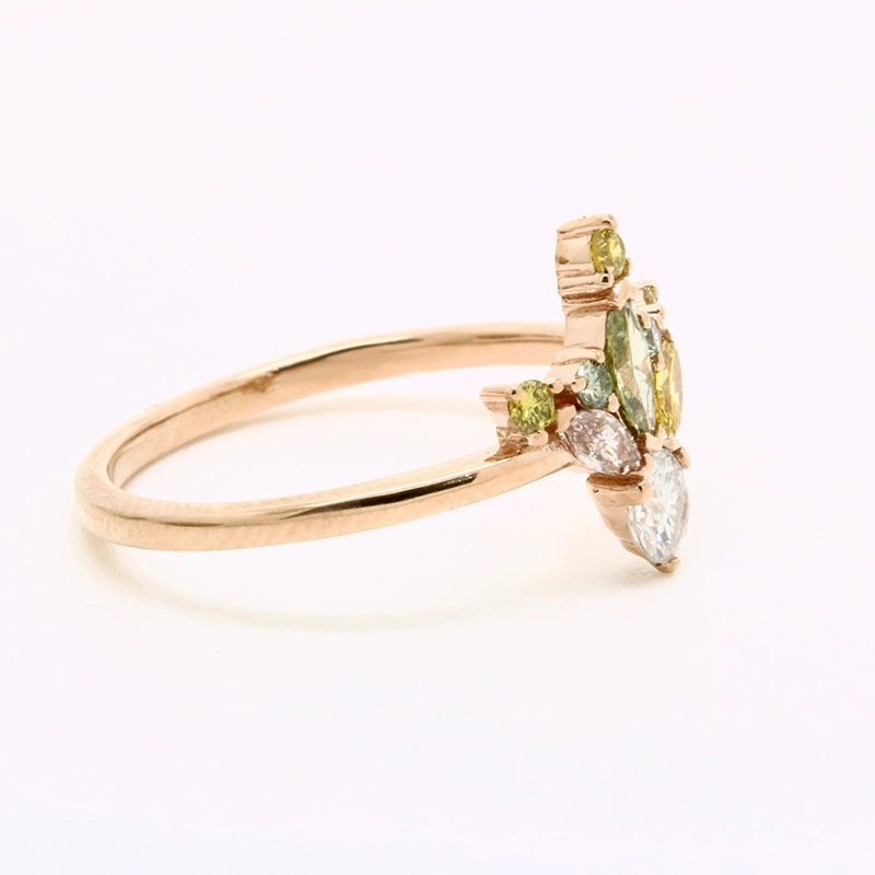 New wholesale women's gradient multi-color zircon ring creative green forest series clothing accessories