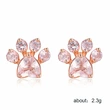 Taobao source hot selling creative cat paw print rose quartz zircon earrings rose gold plated earring accessories