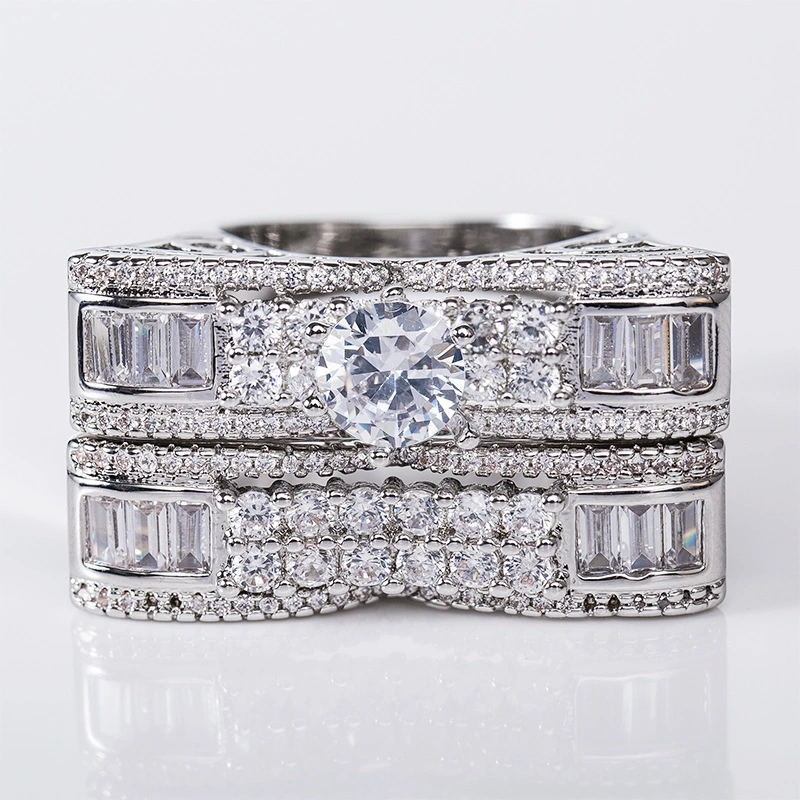 Fashionable high-end luxury couple rings, exquisite hollow zircon women's rings, full diamond micro-inlaid rings, hand jewelry