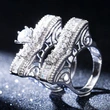 Fashionable high-end luxury couple rings, exquisite hollow zircon women's rings, full diamond micro-inlaid rings, hand jewelry