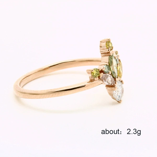 New wholesale women's gradient multi-color zircon ring creative green forest series clothing accessories