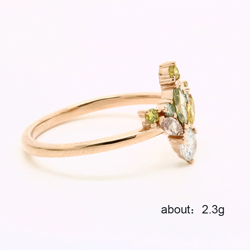 New wholesale women's gradient multi-color zircon ring creative green forest series clothing accessories