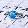 Jewelry factory direct supply creative star and moon oval opal ring artificial opal gemstone silver-plated jewelry