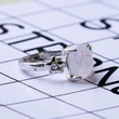 Jewelry factory direct supply creative star and moon oval opal ring artificial opal gemstone silver-plated jewelry