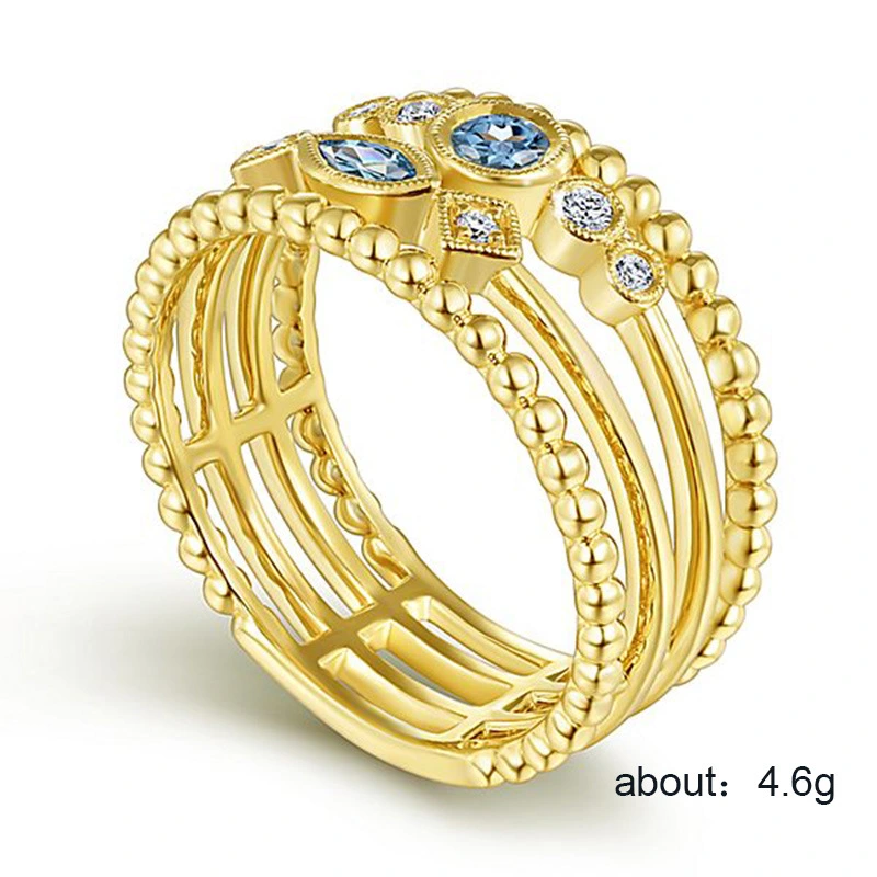 European and American hot accessories creative hollow geometric women's zircon ring party jewelry ring