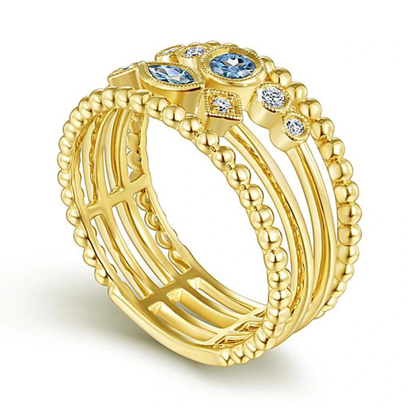 European and American hot accessories creative hollow geometric women's zircon ring party jewelry ring