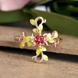 Hot selling European and American accessories, creative branch-surrounded micro-inlaid floral rings, fashionable women's epoxy copper jewelry