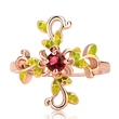 Hot selling European and American accessories, creative branch-surrounded micro-inlaid floral rings, fashionable women's epoxy copper jewelry