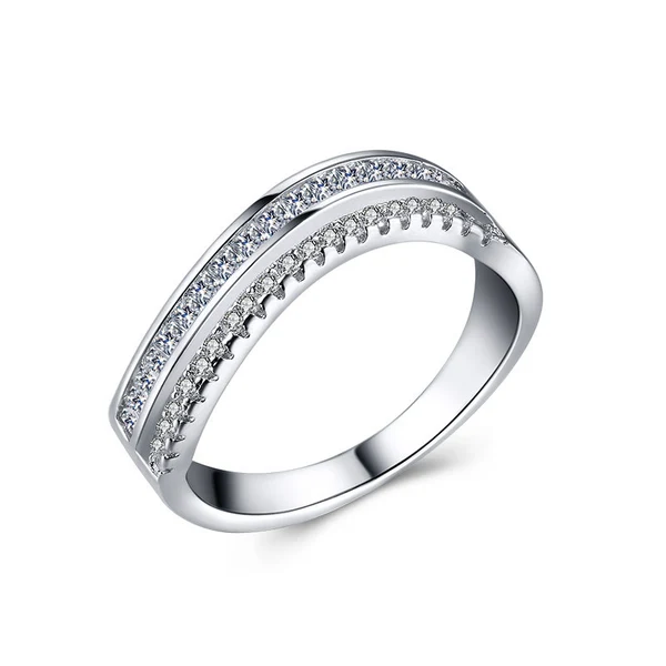 Hot selling new European and American style double row zircon diamond ring for women simple ring spot wholesale