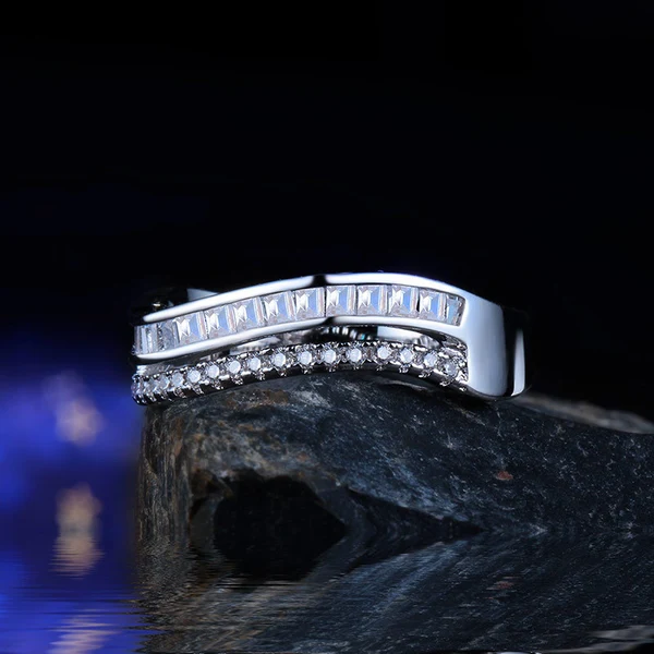 Hot selling new European and American style double row zircon diamond ring for women simple ring spot wholesale