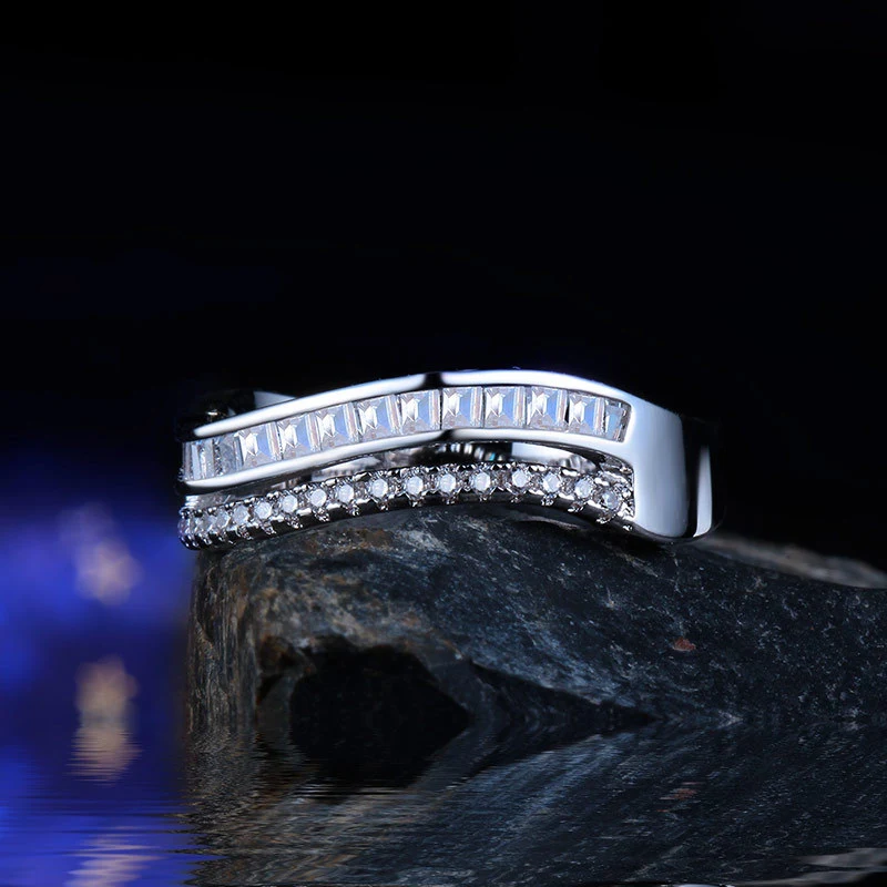 Hot selling new European and American style double row zircon diamond ring for women simple ring spot wholesale