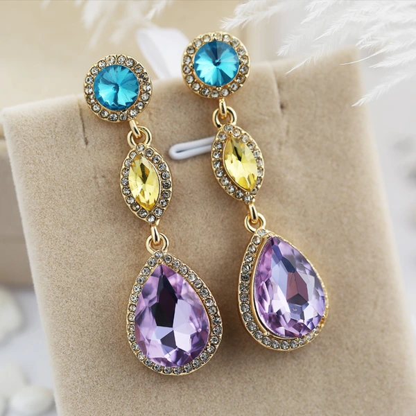 European and American fashion diamond crystal women's earrings Korean temperament small jewelry earrings long accessories manufacturers wholesale