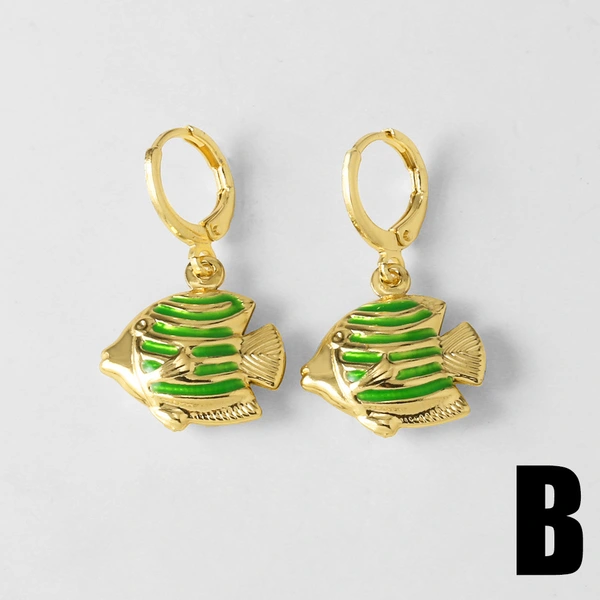 AS jewelry ocean wind drop oil color starfish earrings female gold-plated fish earrings female erz05