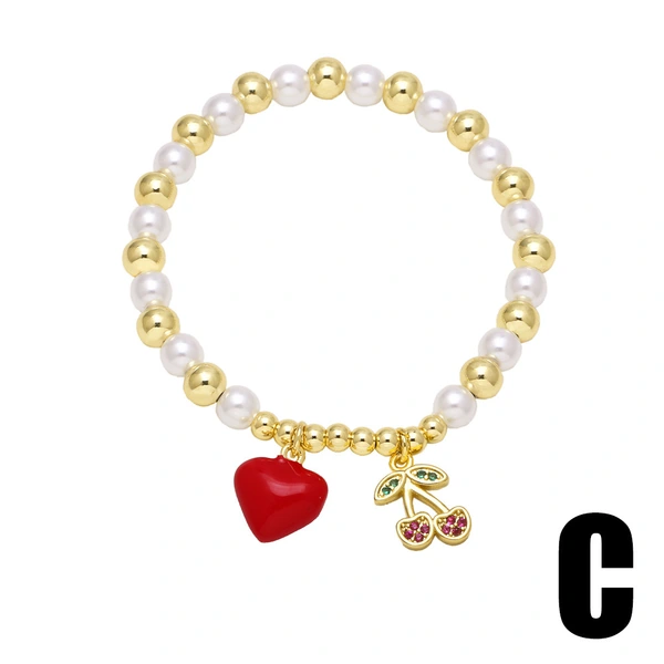 AS jewelry hot style zircon fruit cherry seahorse pendant bracelet beaded hand jewelry female brd07