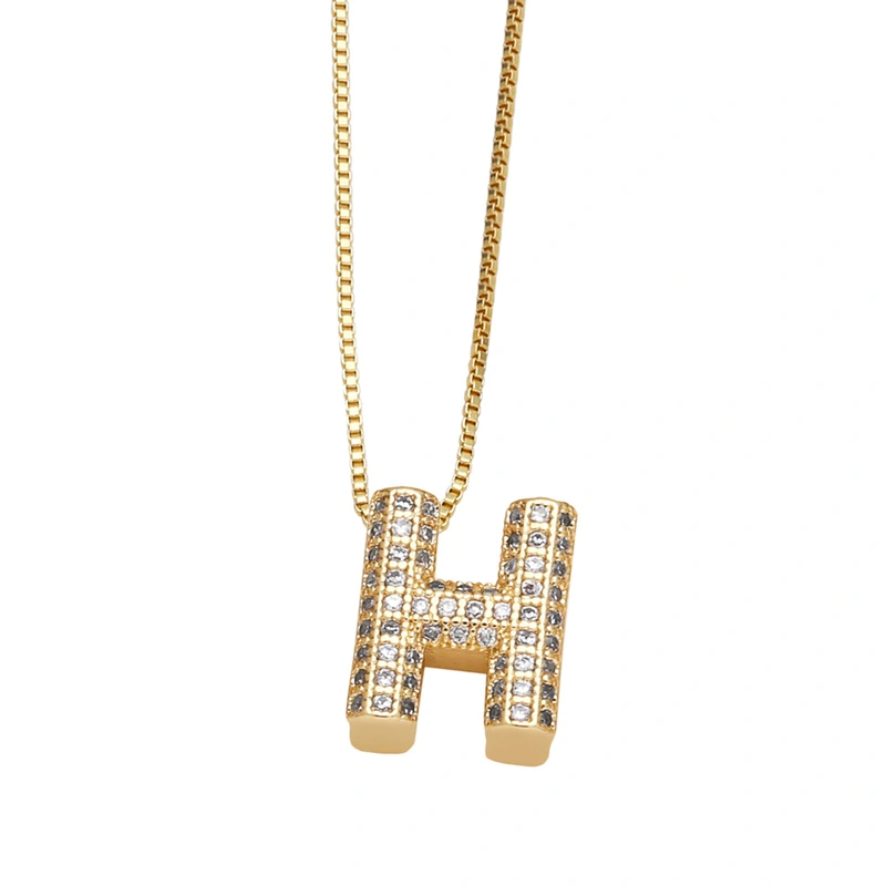 Temu hot selling 26 English letters necklace inlaid with zircon gold-plated clavicle necklace jewelry nkp54