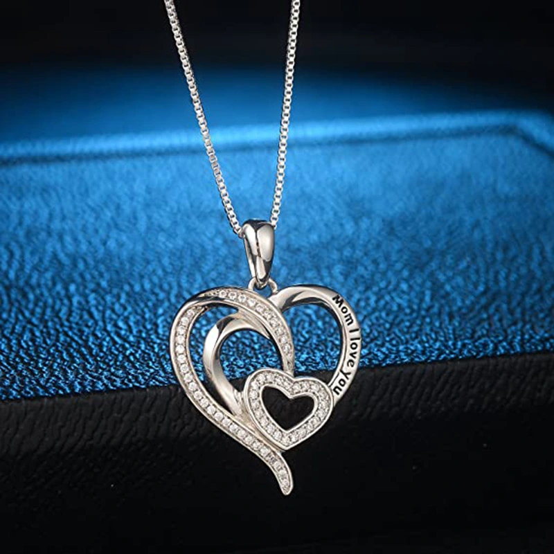 Live broadcast hot money jewelry heart connected double love Mother's Day gift fashion versatile necklace women