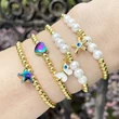 2023 summer new gold round beaded colorful love five-pointed star bracelet female European and American hand jewelry brh49