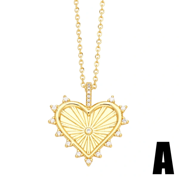 European and American micro-inlaid zircon heart-shaped pendant necklace style fashionable temperament clavicle chain necklace nks86