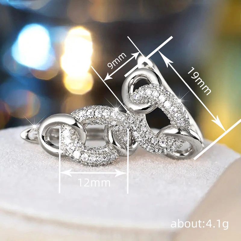 Manufacturer's source niche personality earrings for women, hoop lock design earrings micro-inlaid zircon French style