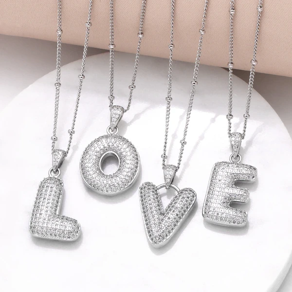 AS jewelry 26 English letters necklace female gold-plated full zircon clavicle chain nkn71