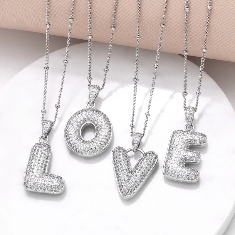 AS jewelry 26 English letters necklace female gold-plated full zircon clavicle chain nkn71