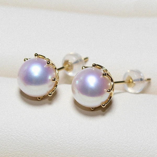 Classic minimalist imitation pearl earrings Japanese round retro Hepburn style earrings temperament princess style earrings