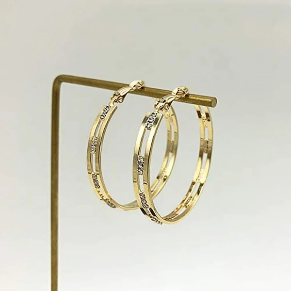  European and American style domineering women's earrings strong woman professional line earrings large hoop micro-inlaid women's earrings