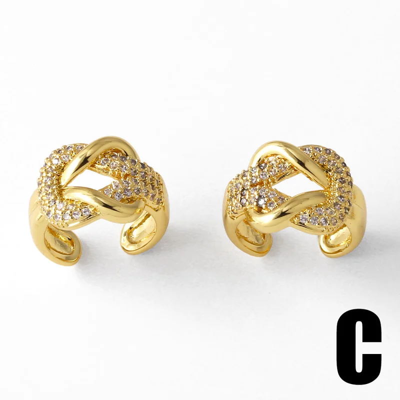 AS jewelry hot sale irregular c-shaped earrings female gold-plated zircon ear bone clip earrings erv68