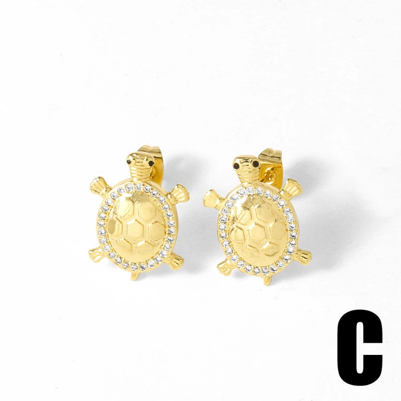 AS jewelry water drop round pendant earrings female gold-plated zircon inlaid turtle earrings era083