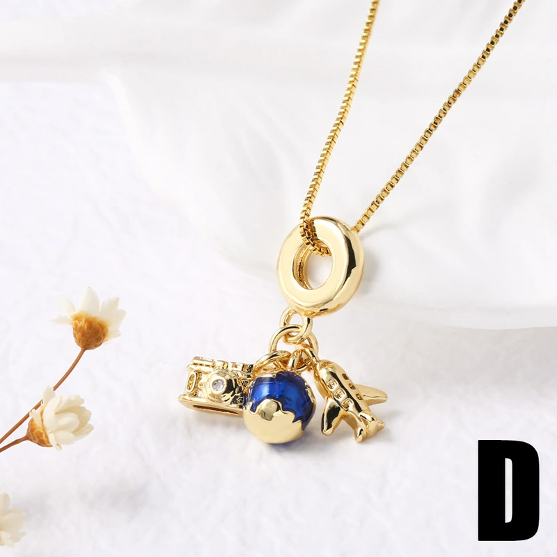 AS jewelry European and American popular airplane passport travel pendant necklace clavicle chain nkb047 necklace