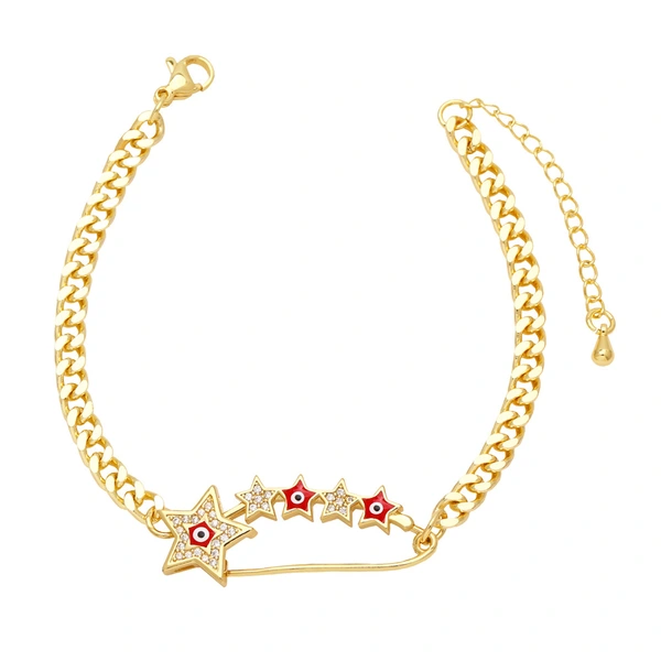New star pin bracelet European and American fashion gold-plated oil drop Baku chain bracelet jewelry wholesale brm22