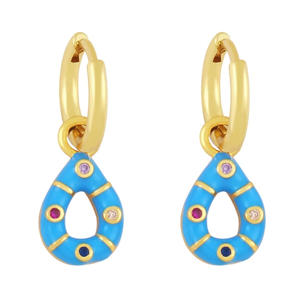 Clearance teardrop-shaped oil-drop zircon earrings simple and versatile candy-colored earrings sweet earrings for women erx98
