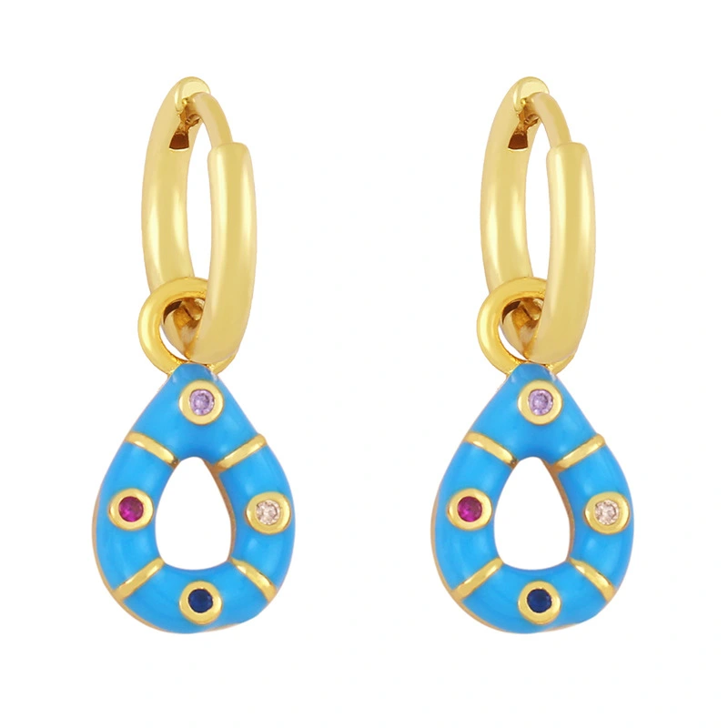 Clearance teardrop-shaped oil-drop zircon earrings simple and versatile candy-colored earrings sweet earrings for women erx98