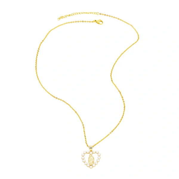 European and American new fashion temperament love-shaped Virgin Mary necklace geometric diamond Our Lady clavicle chain nkn60