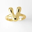 AS jewelry smooth 26 English letters ring female copper plated real gold open ring rih04