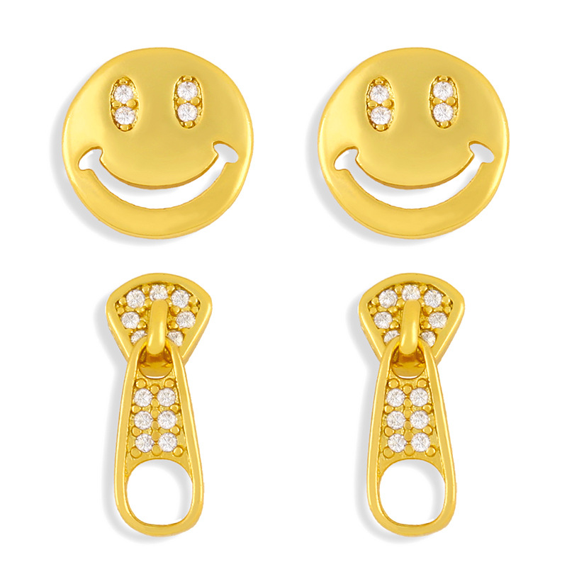 Clearance Korea Dongdaemun small earrings for girls trendy short smiley snake diamond earrings erw83