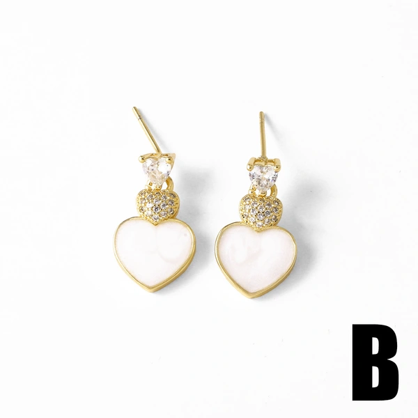 AS jewelry European and American new shell copper plated 18k gold love heart-shaped earrings earrings earrings female era246