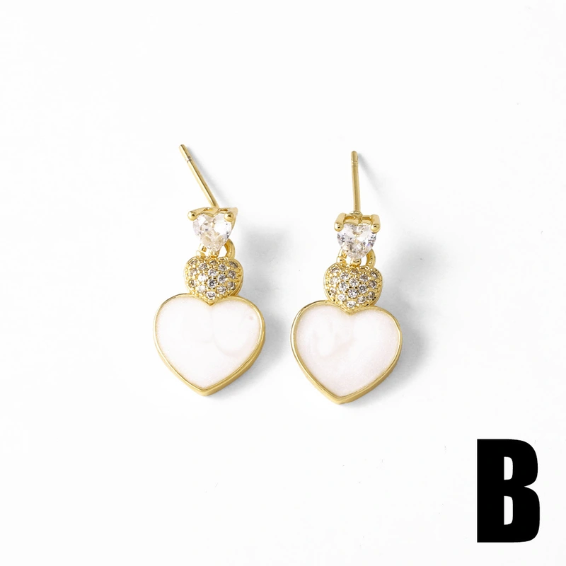 AS jewelry European and American new shell copper plated 18k gold love heart-shaped earrings earrings earrings female era246