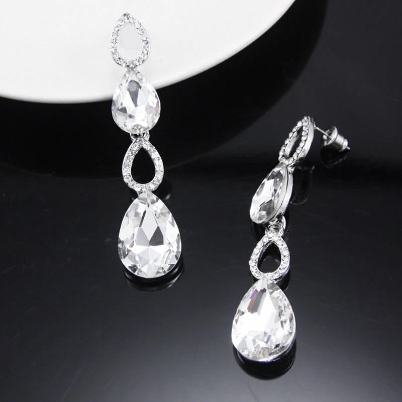 AS jewelry European and American new versatile wedding earrings women's water drop inlaid water drop earrings earrings erg89