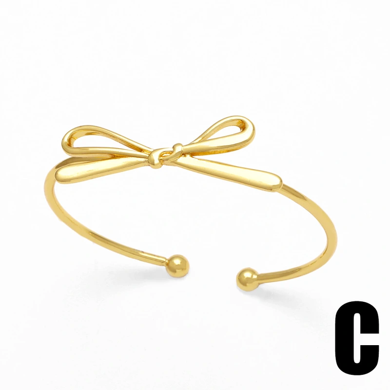 AS jewelry European and American new bow bracelet smooth copper plated 18k gold jewelry accessories bracelet brj64