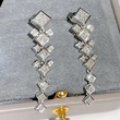 French design square stitching earrings for women, high-end versatile earrings, long and elegant earrings