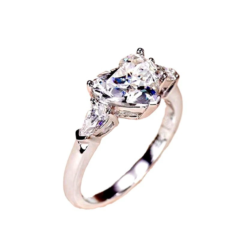 Cubic zirconia love water drop rings heart-shaped princess queen temperament ring stall hot selling