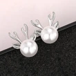  Cute Imitation Pearl Lady Antler Earrings Women Fashionable and Popular Earrings Christmas Matching Jewelry Gift