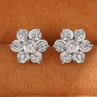 Temperament super flash zircon earrings flower design earrings light luxury snowflake flower classic earrings jewelry