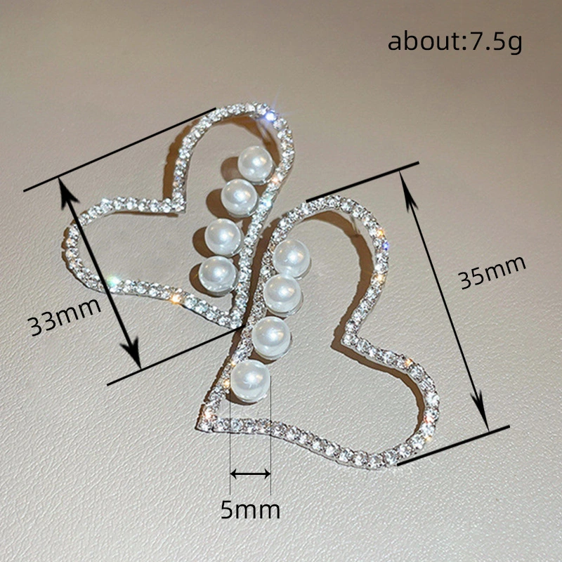  Love imitation pearl earrings French style personality fashion design earrings temperament hollow earrings for women