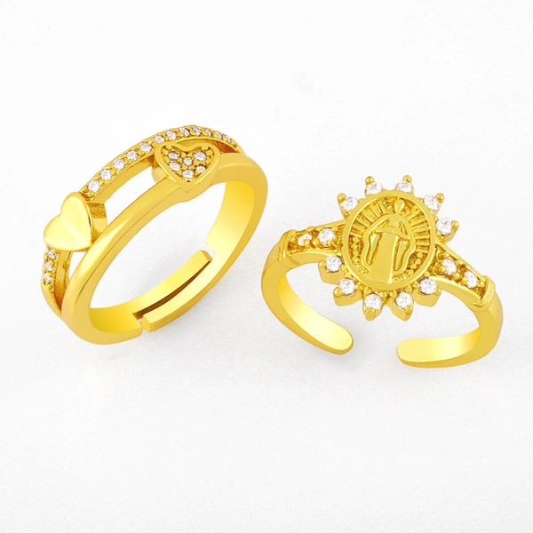 Clearance European and American trendy rings creative niche design Virgin Mary index finger ring love zircon ring rik63