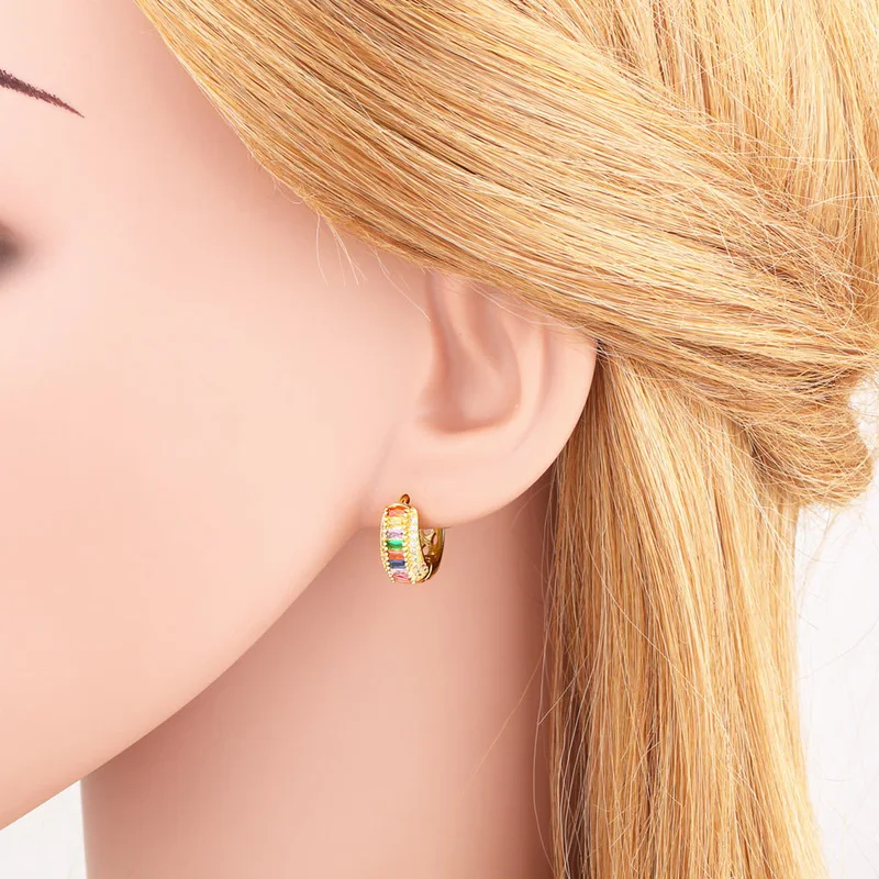 Hot selling colorful zircon earrings micro-inlaid geometric earrings temperament simple personality earrings era270